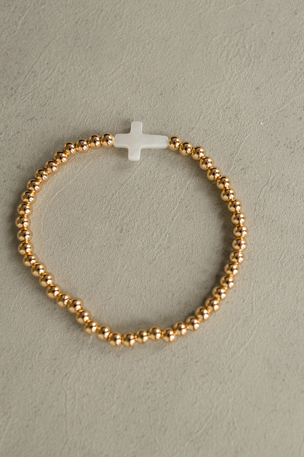 Gold Beaded Cross Bracelet