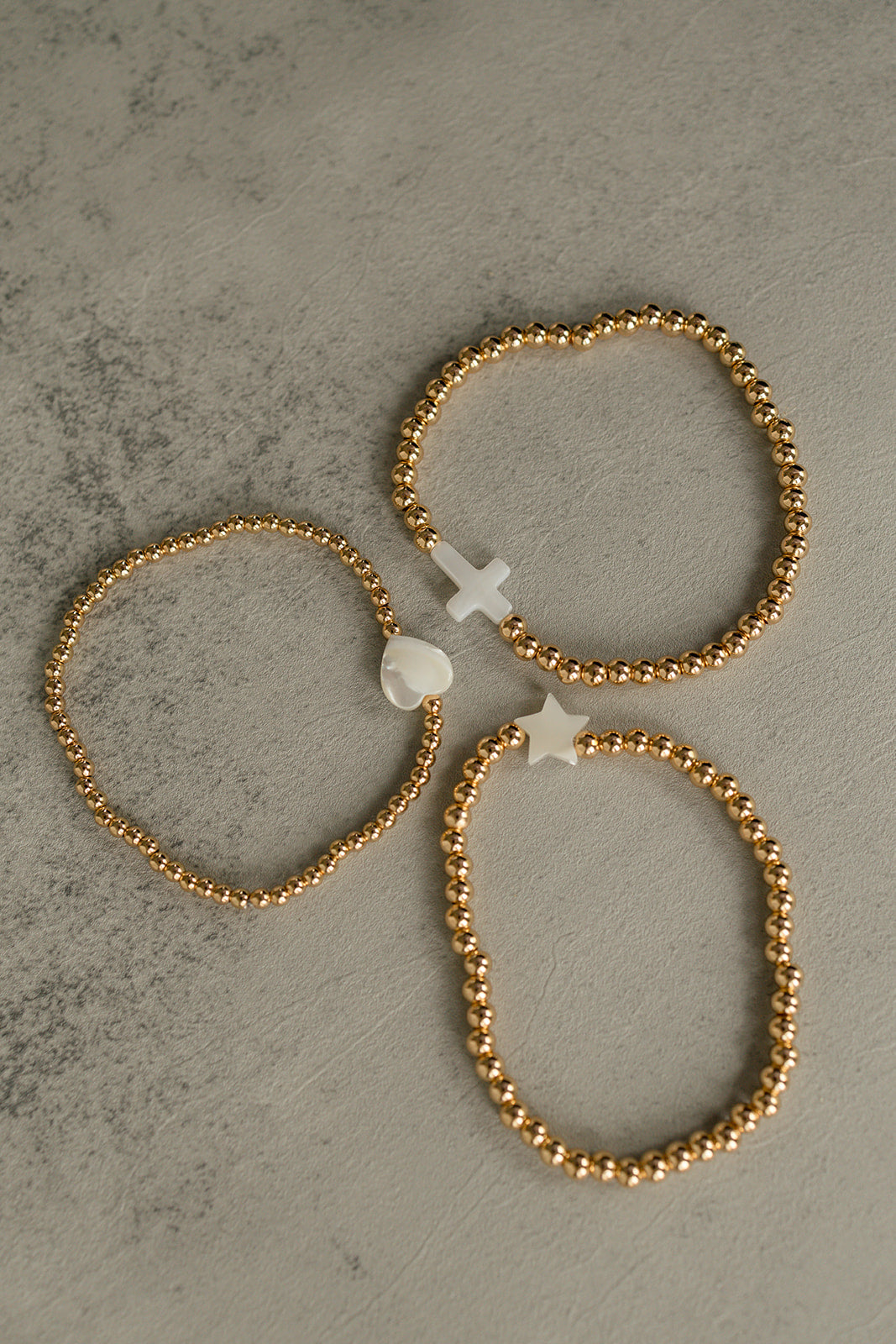 Gold Beaded Cross Bracelet