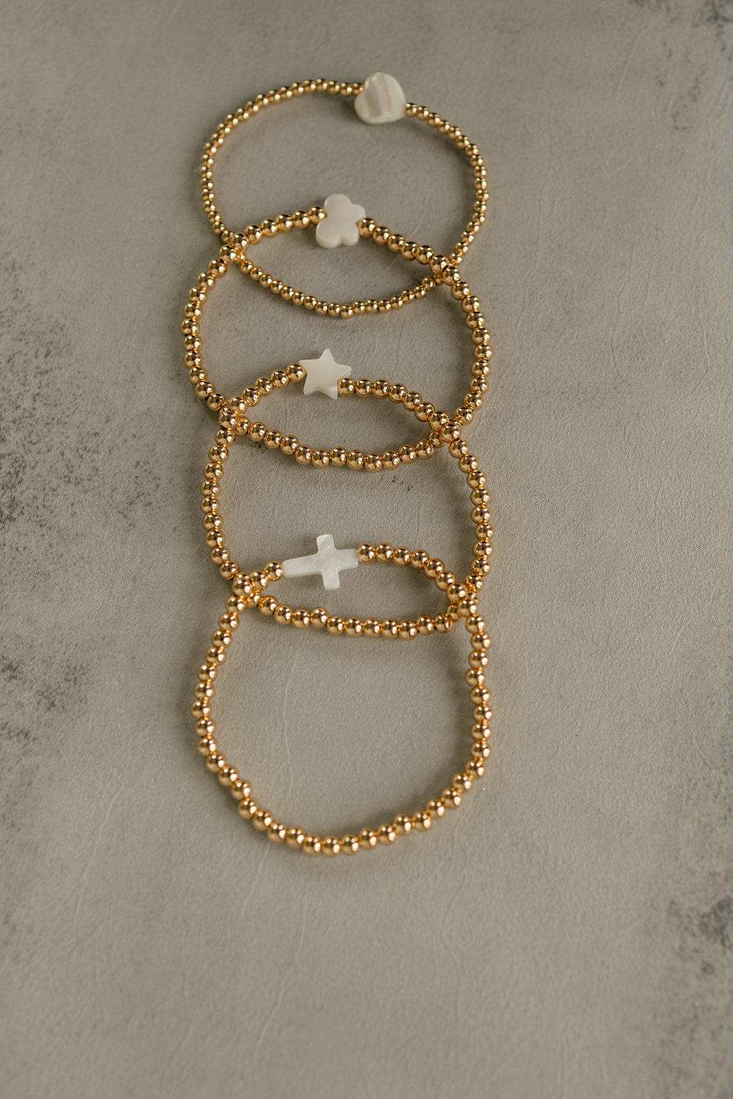 Gold Beaded Cross Bracelet