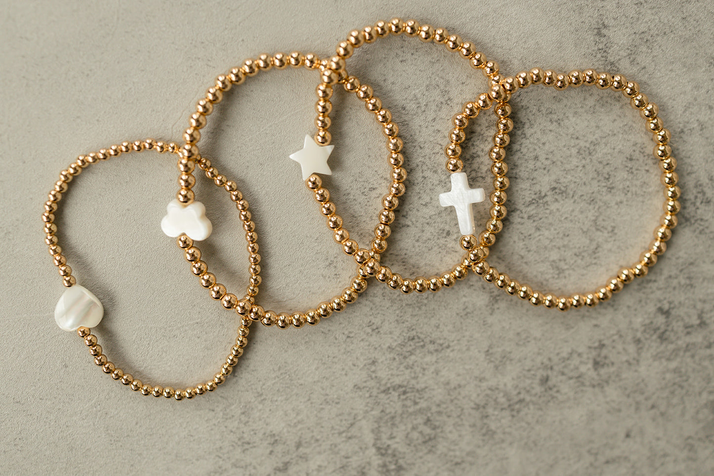 Gold Beaded Cross Bracelet