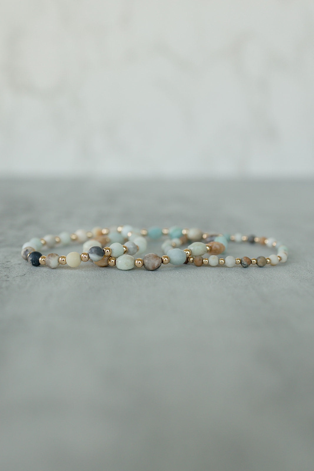 Faceted Amazonite Gilded Stone Bracelet