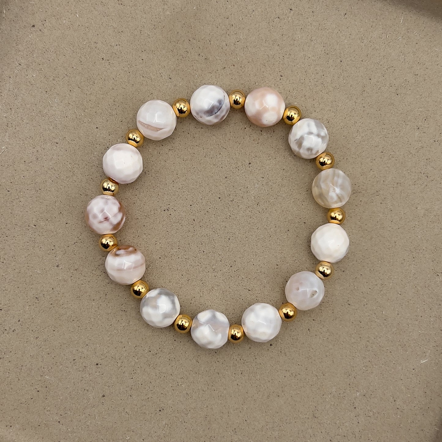 White Agate Gilded Stone Bracelet