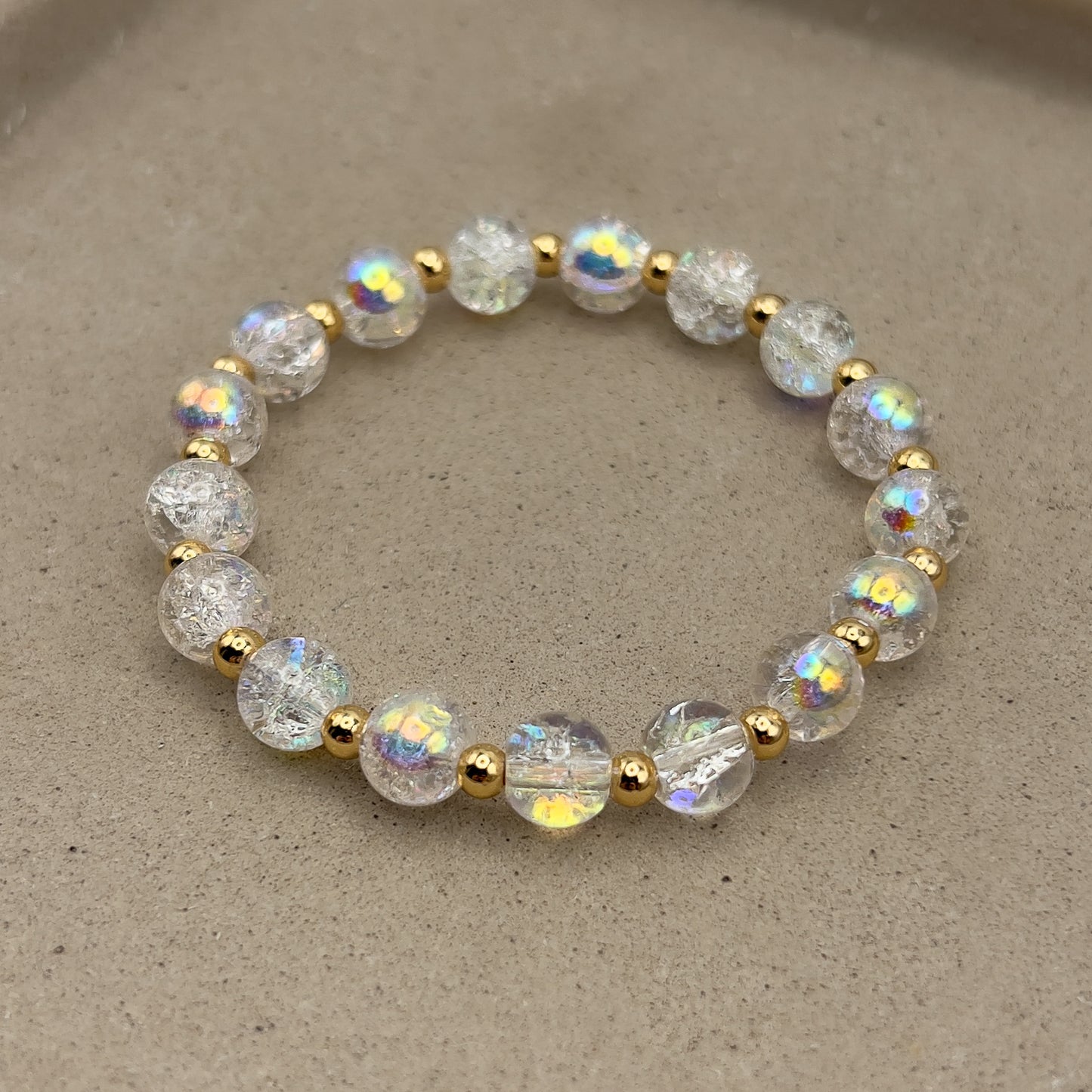 Clear Crackle Glass Bracelet