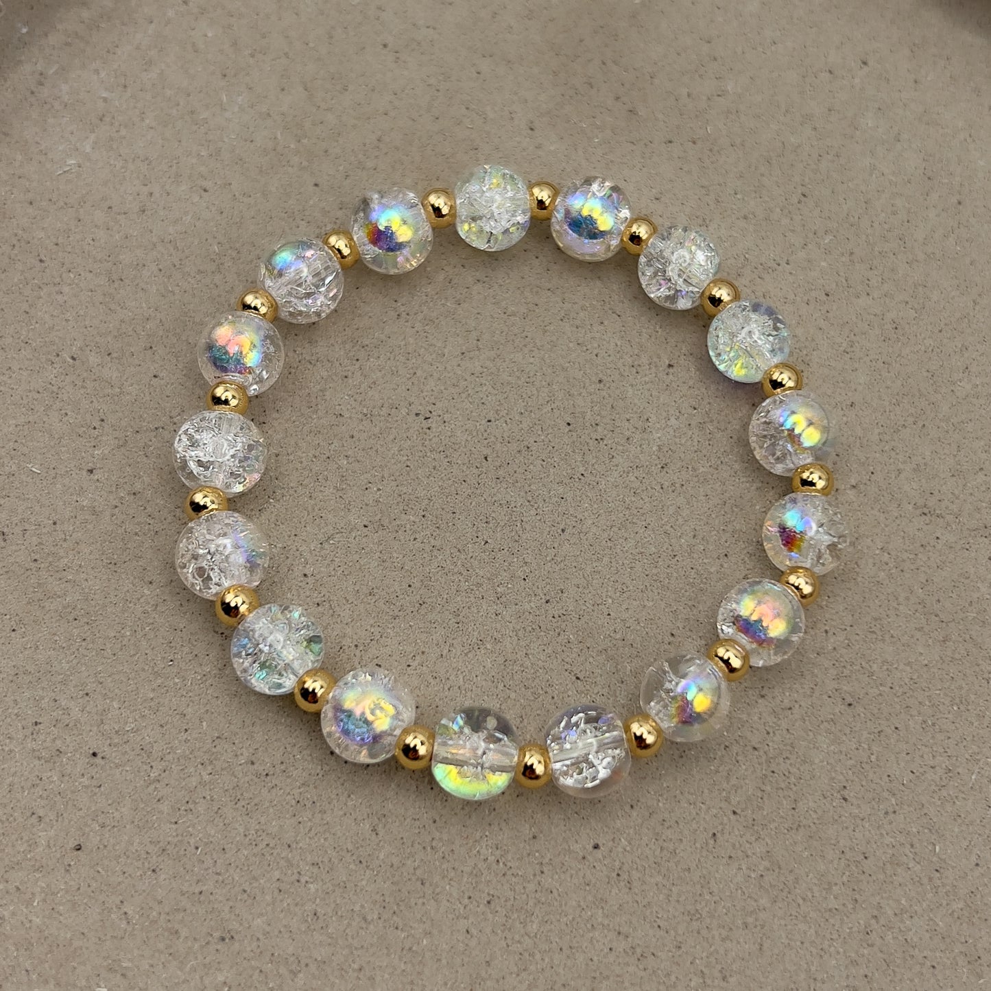 Clear Crackle Glass Bracelet