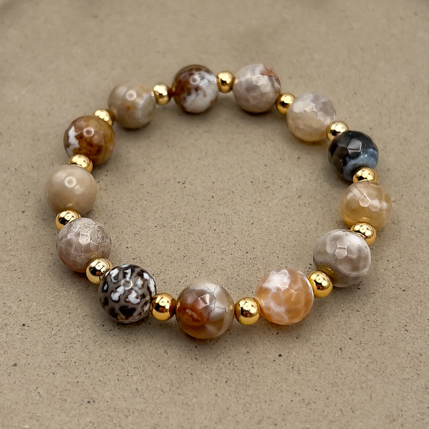 Grey Agate Gilded Stone Bracelet