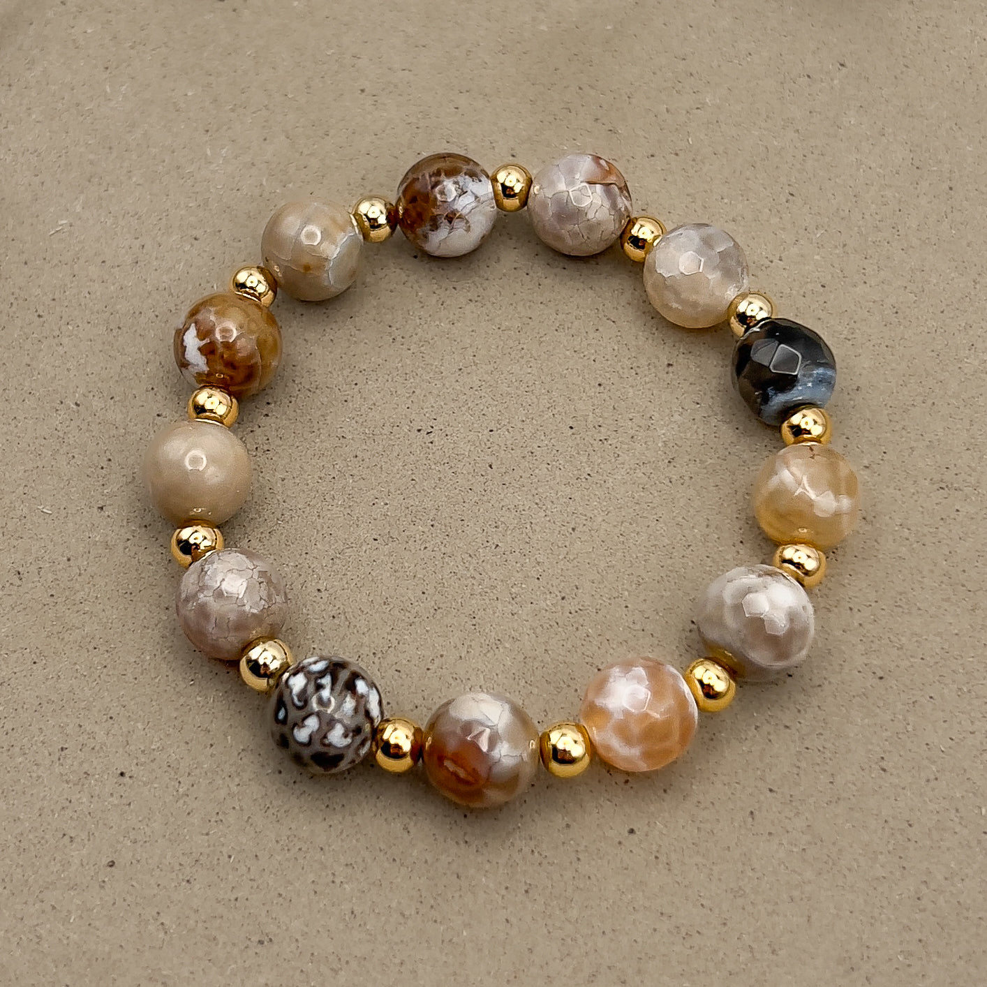 Grey Agate Gilded Stone Bracelet