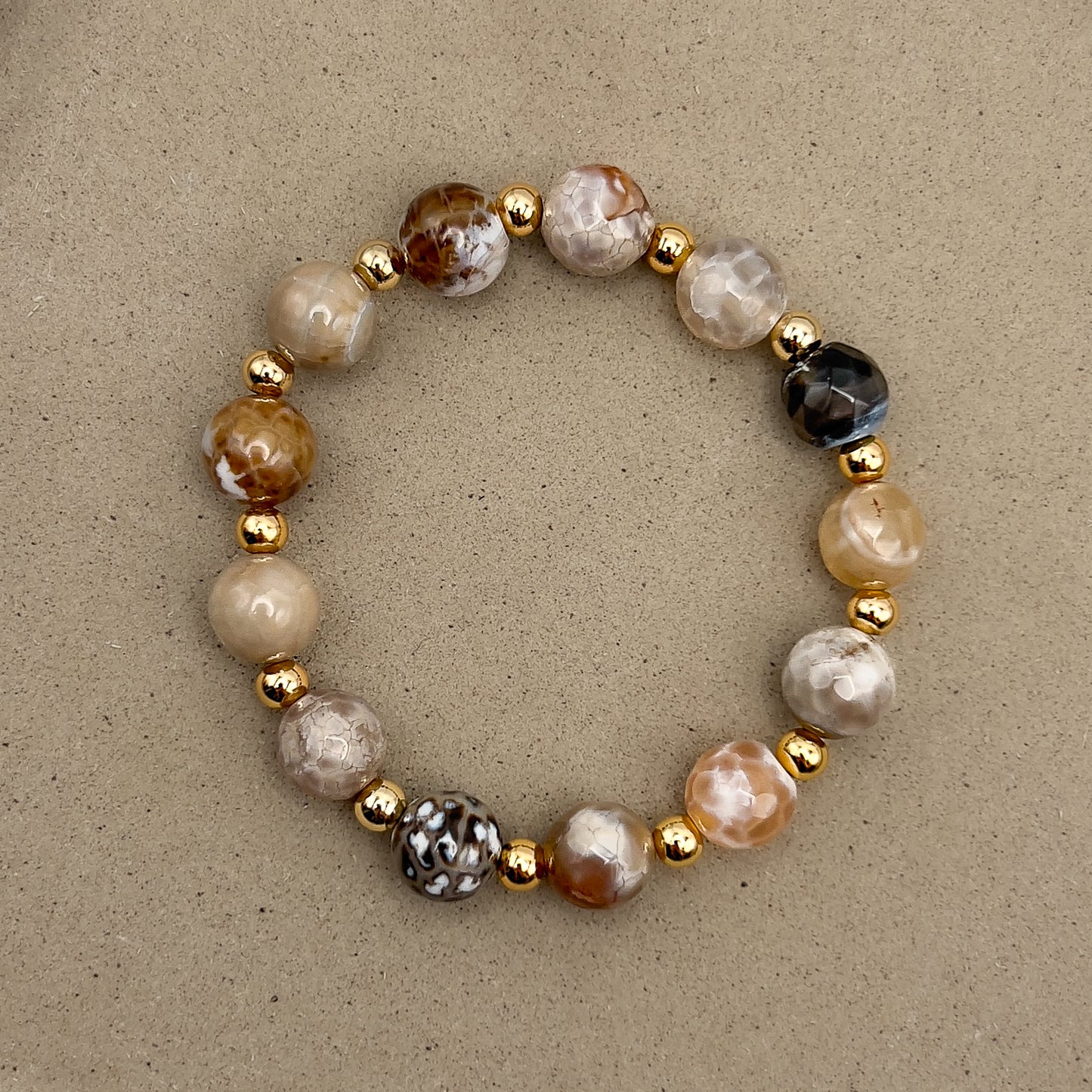 Grey Agate Gilded Stone Bracelet