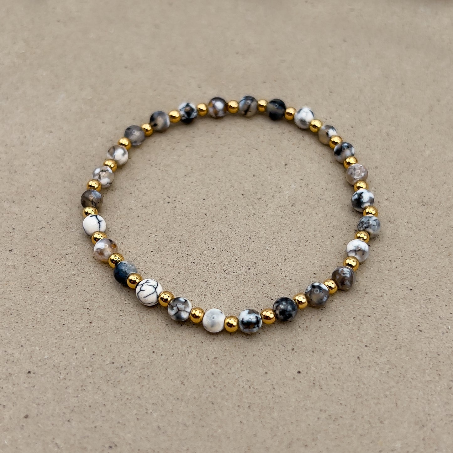 Fire Dyed Agate Gilded Stone Bracelet
