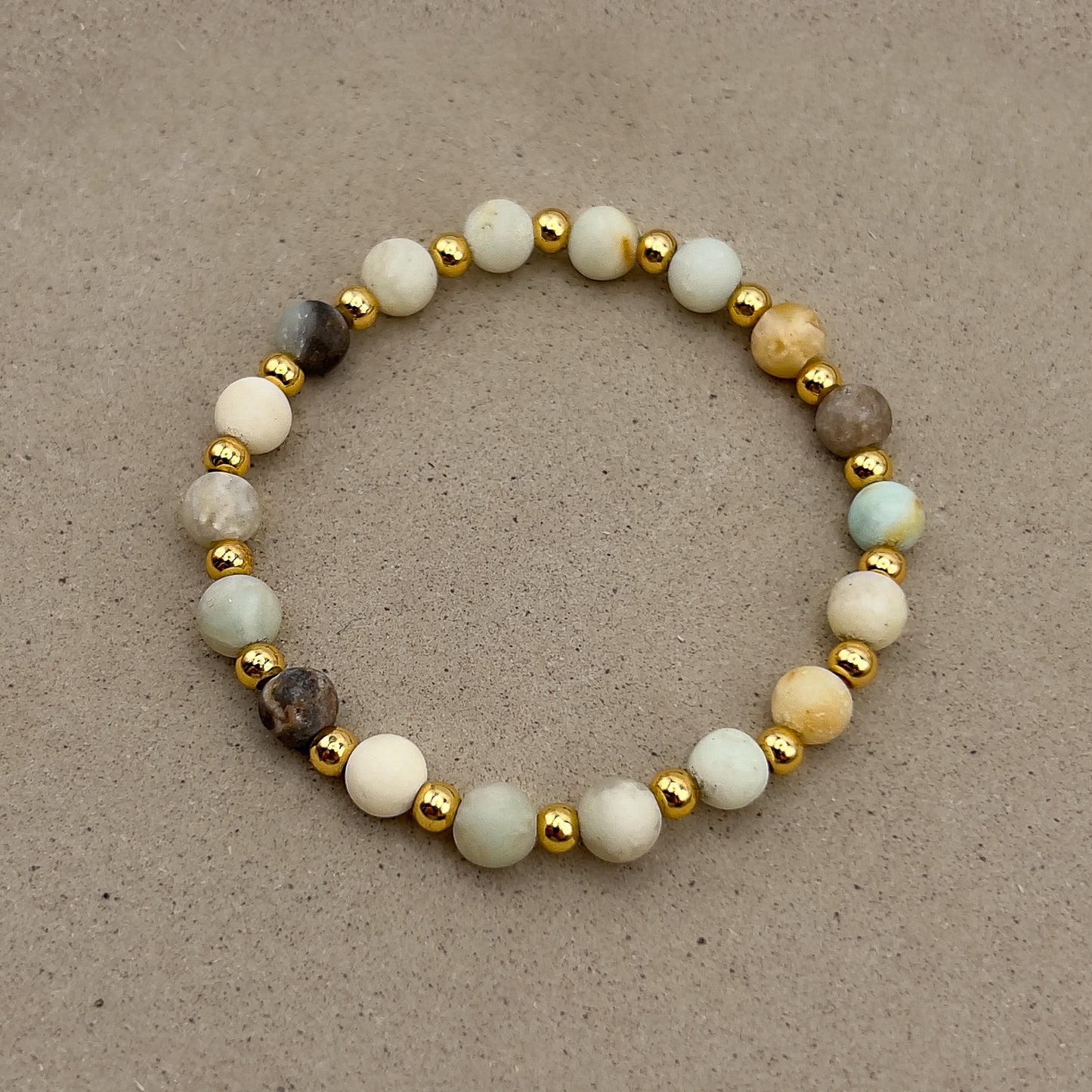 Matte Amazonite Gilded Stone Bracelet