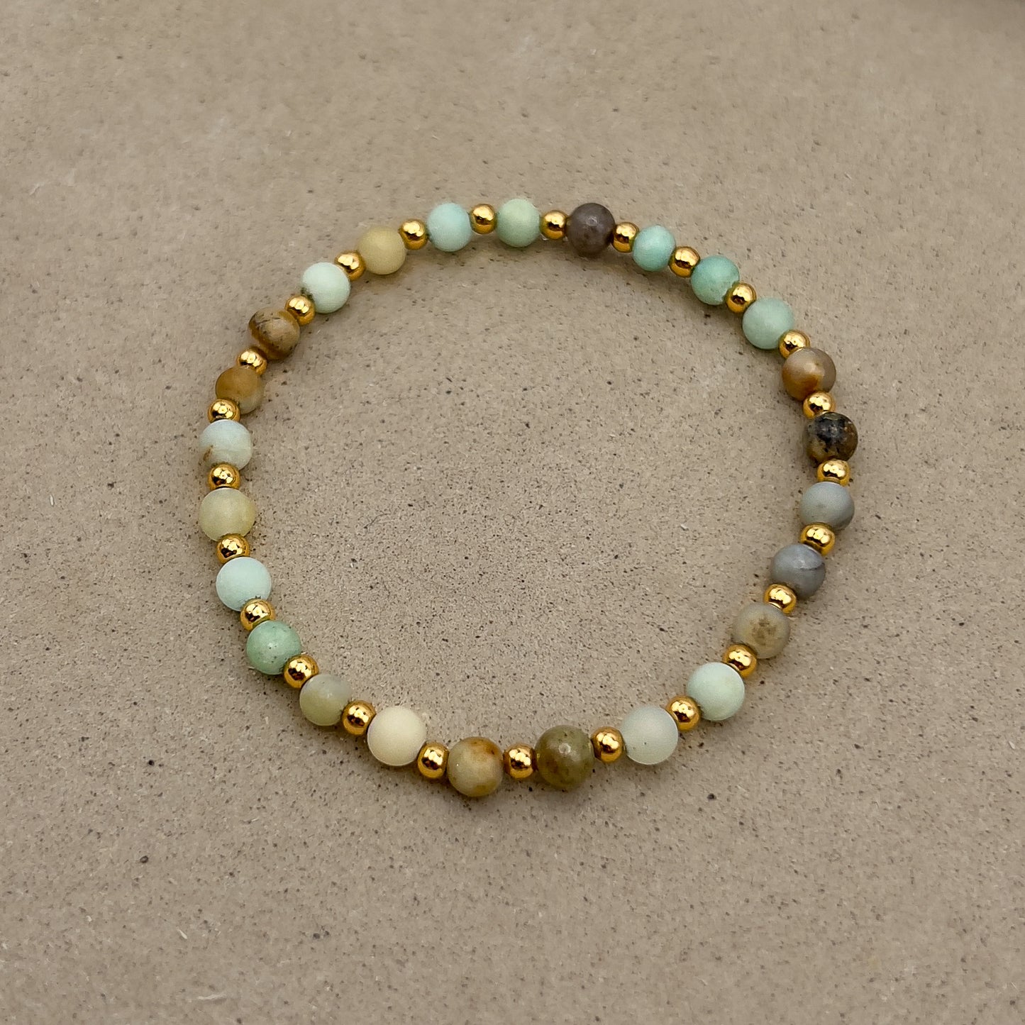 Matte Amazonite Gilded Stone Bracelet