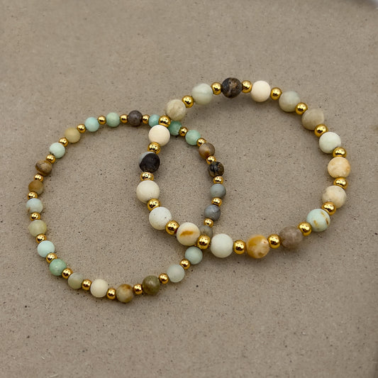 Matte Amazonite Gilded Stone Bracelet