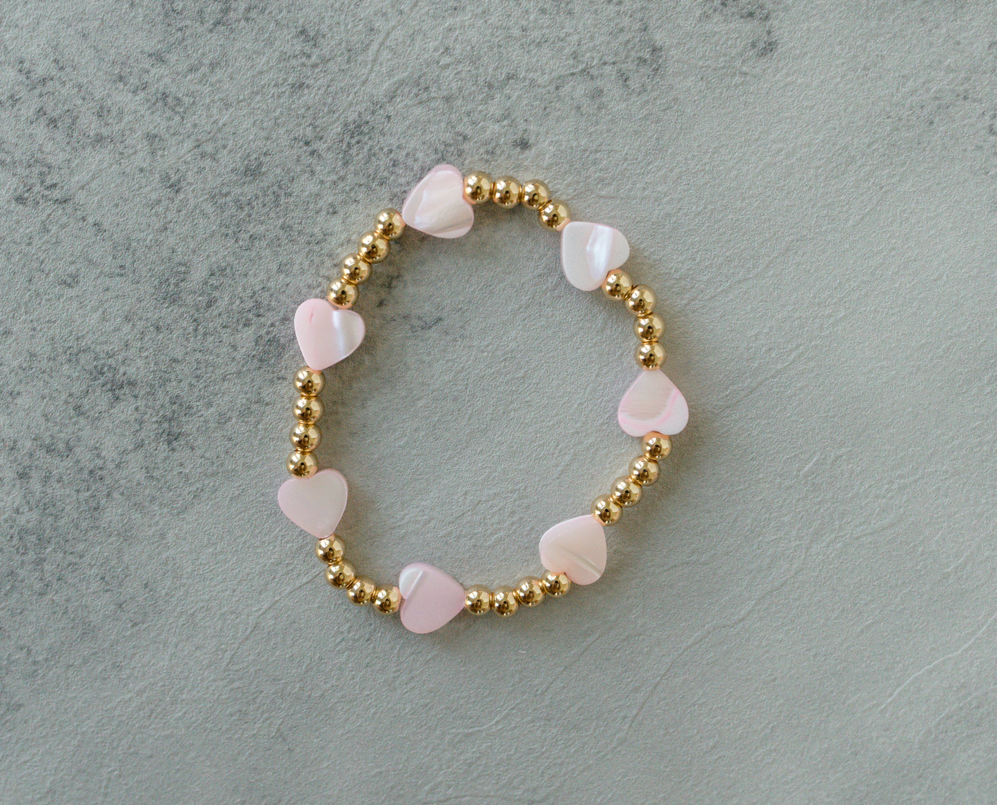 Golden Pink Heart Bracelet