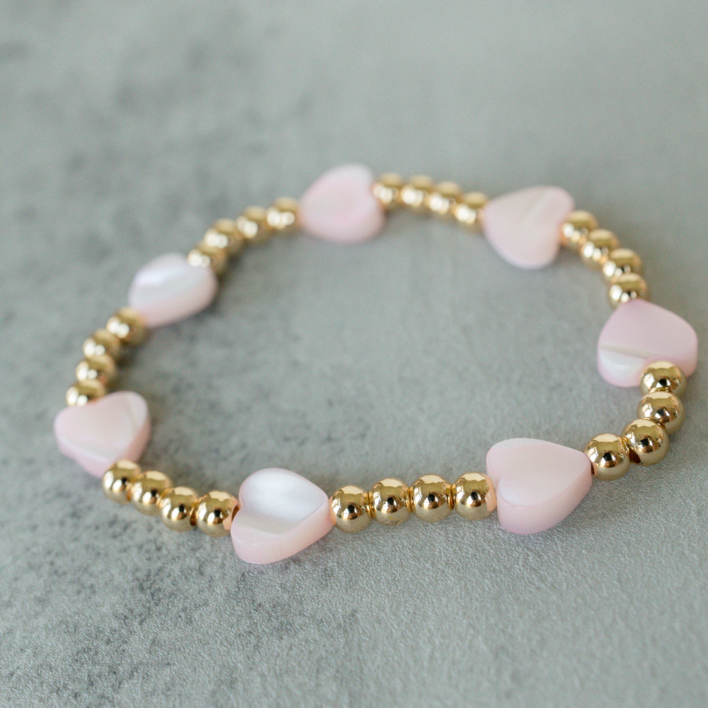 Golden Pink Heart Bracelet