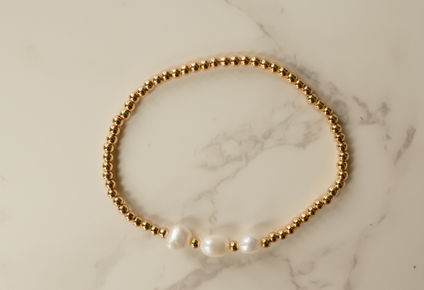 Triple Pearl Gold Beaded Bracelet