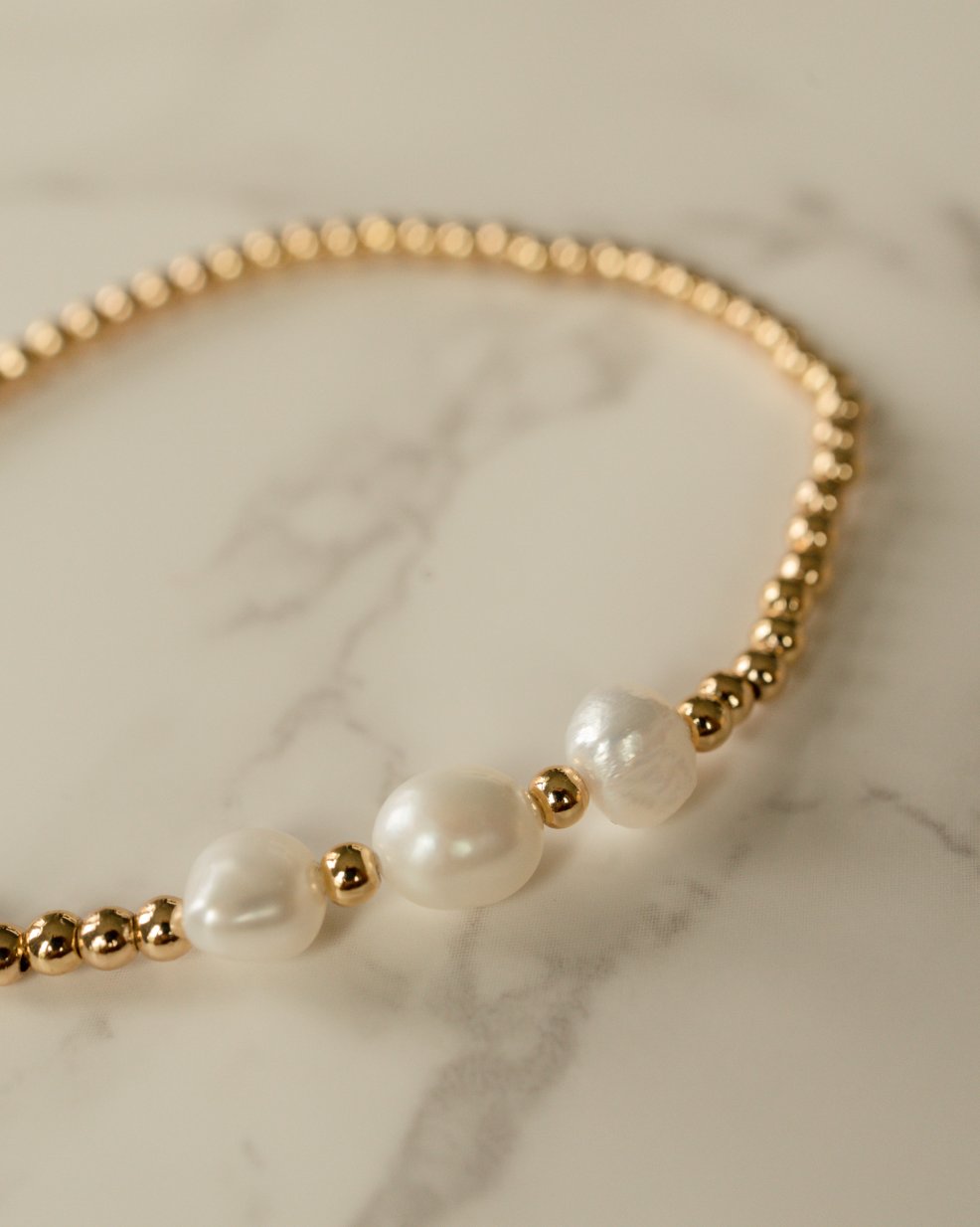 Triple Pearl Gold Beaded Bracelet