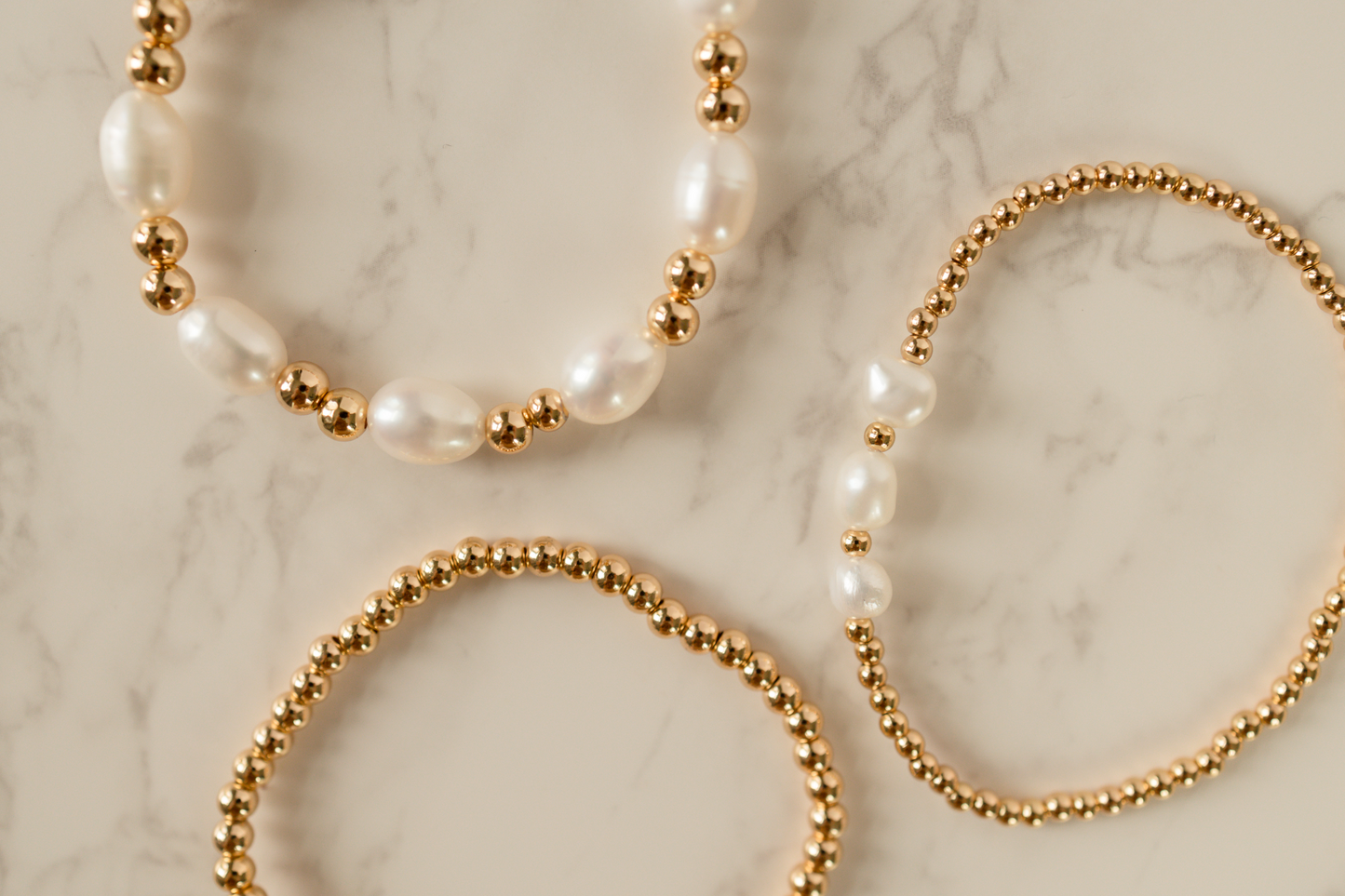 Triple Pearl Gold Beaded Bracelet