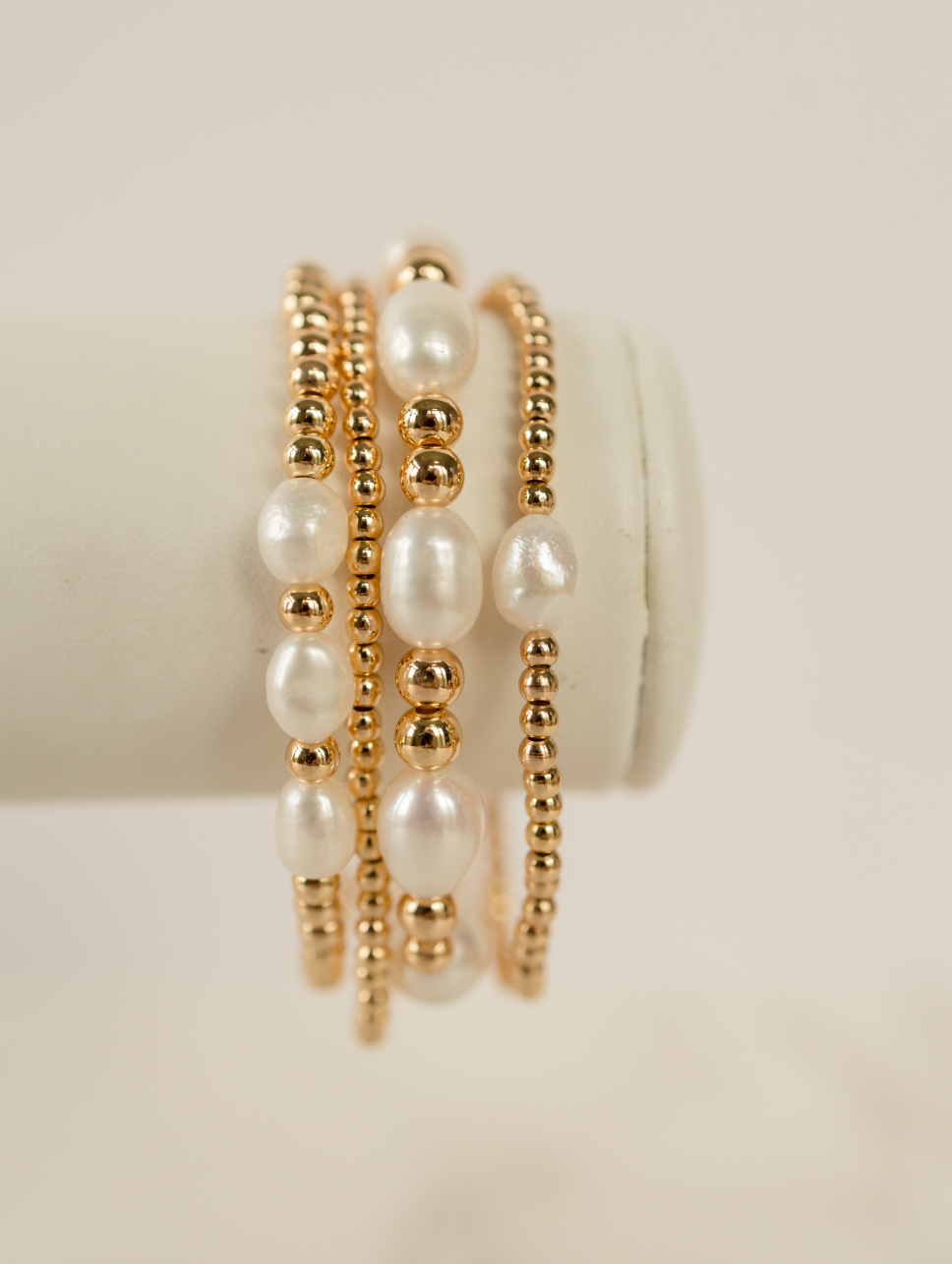 Triple Pearl Gold Beaded Bracelet