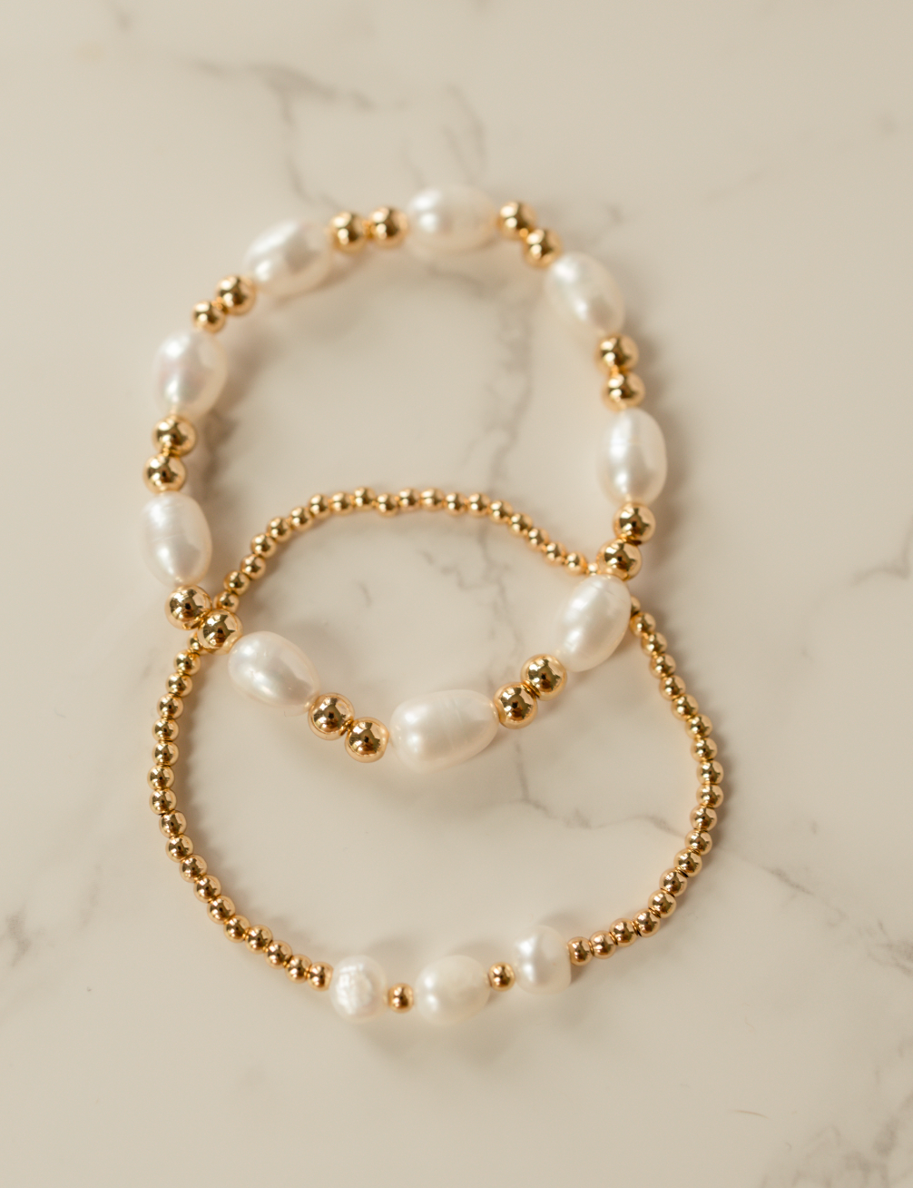Triple Pearl Gold Beaded Bracelet