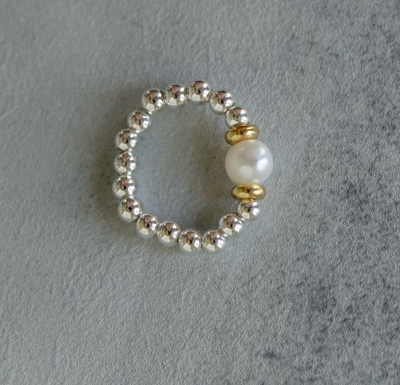Mixed Metal Pearl Ring