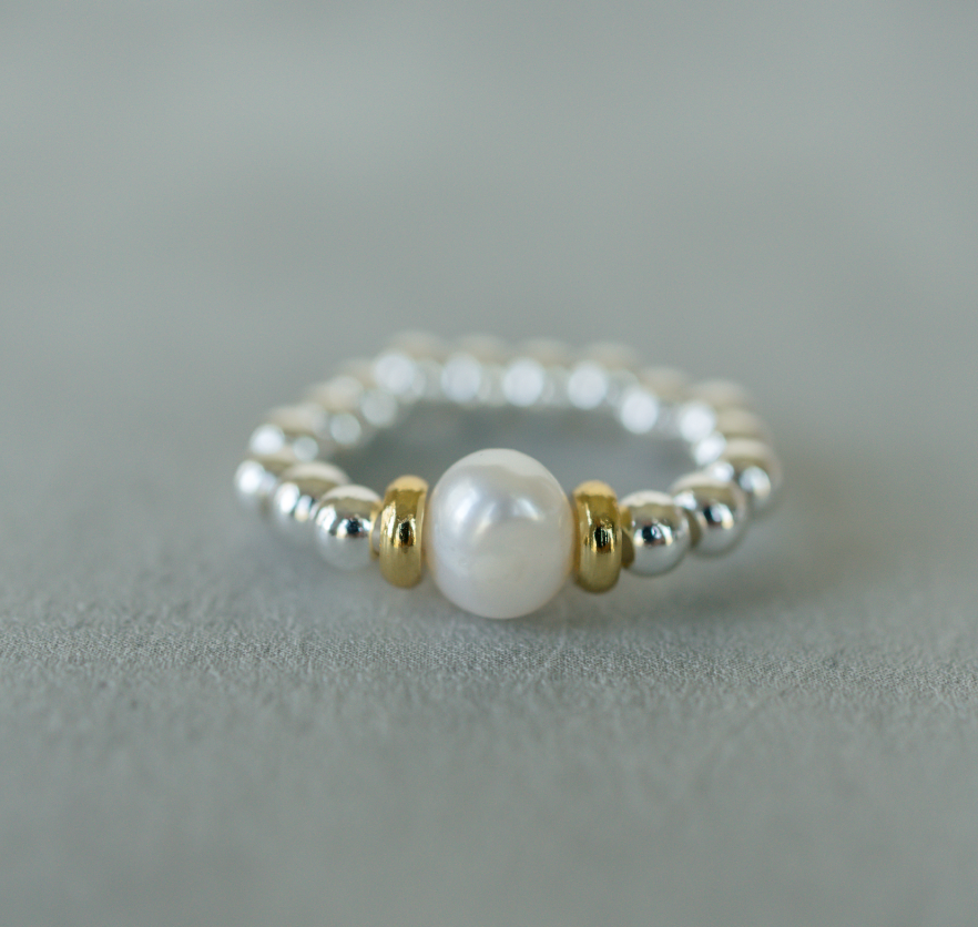 Mixed Metal Pearl Ring