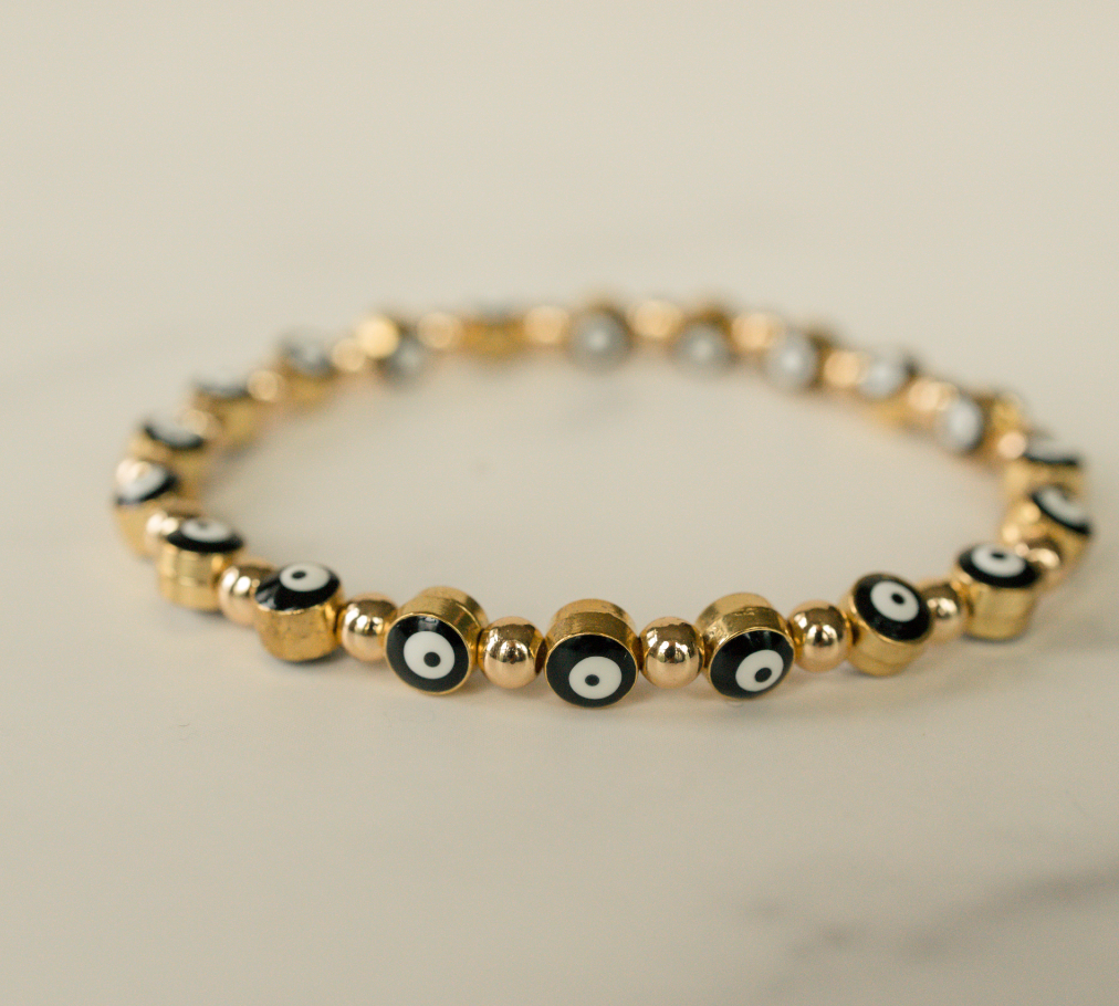 Gold Evil Eyes Bracelet