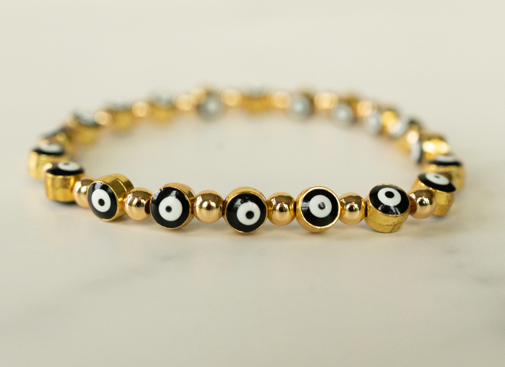 Gold Evil Eyes Bracelet
