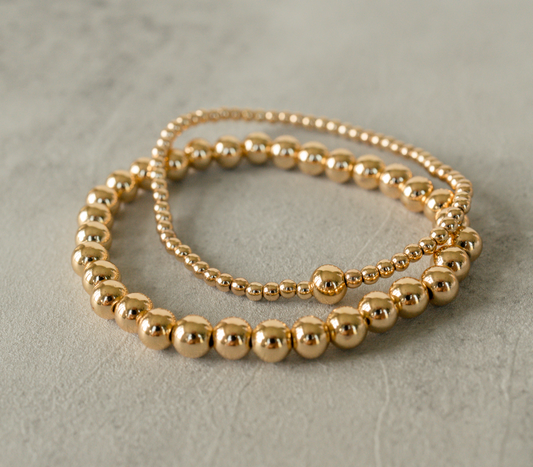 Gold Beaded Bracelet featuring various sizes of gold beads