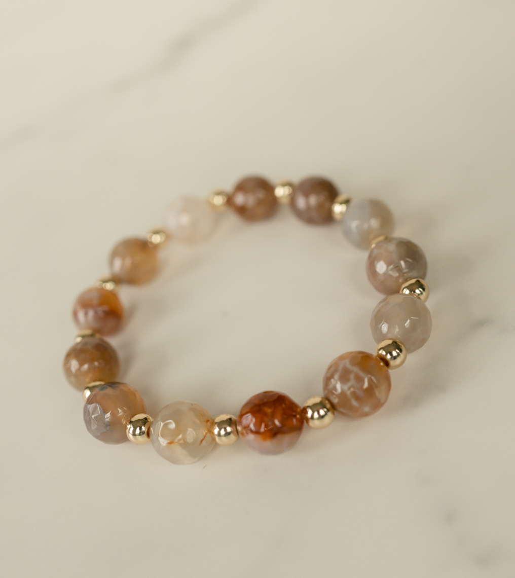 Earth Agate Gilded Stone Bracelet