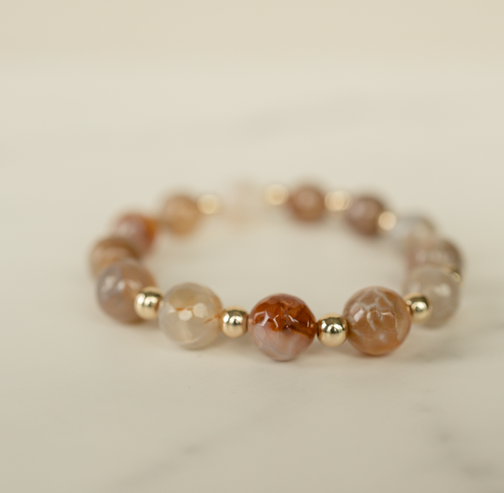 Earth Agate Gilded Stone Bracelet