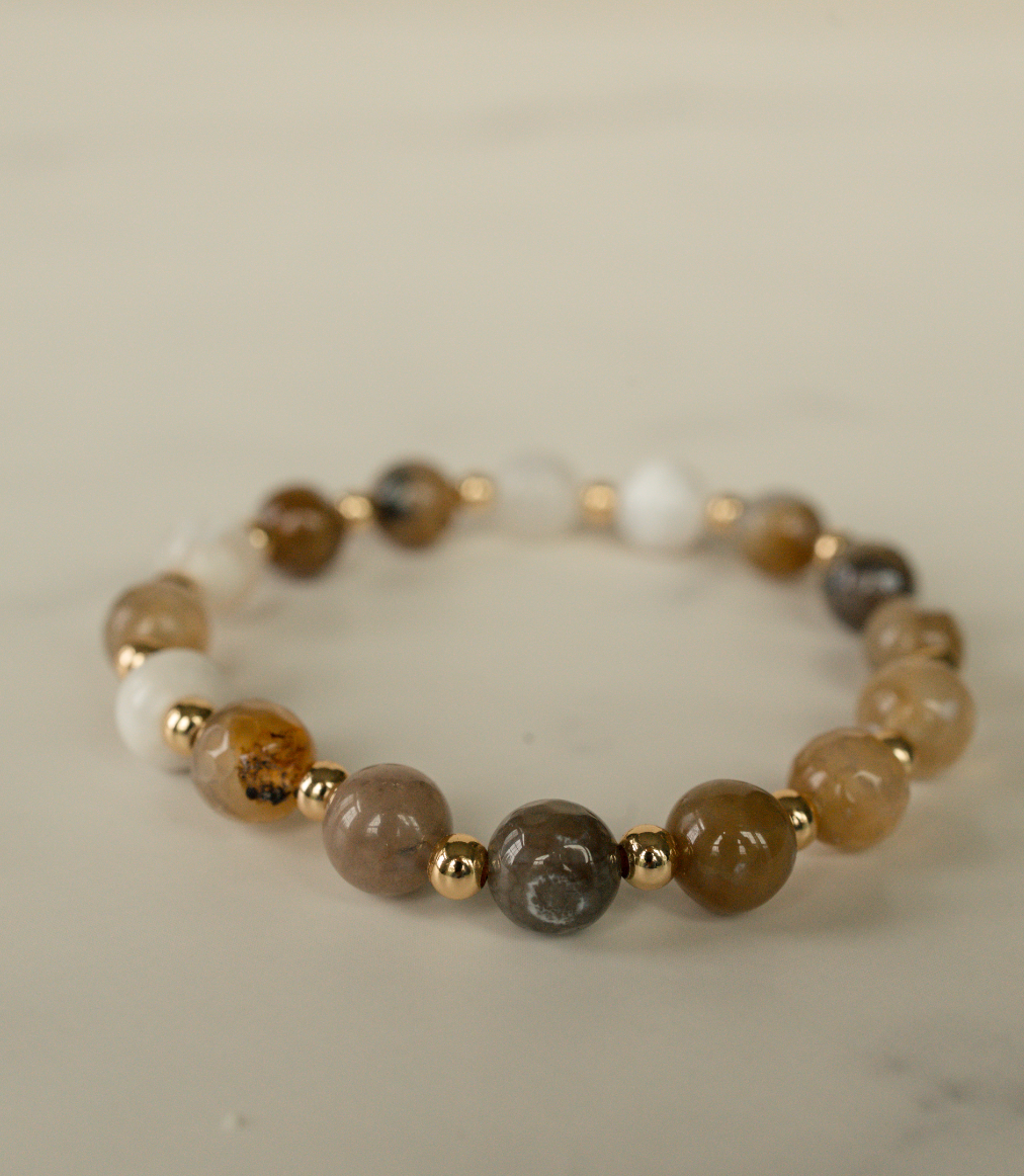 Earth Agate Gilded Stone Bracelet