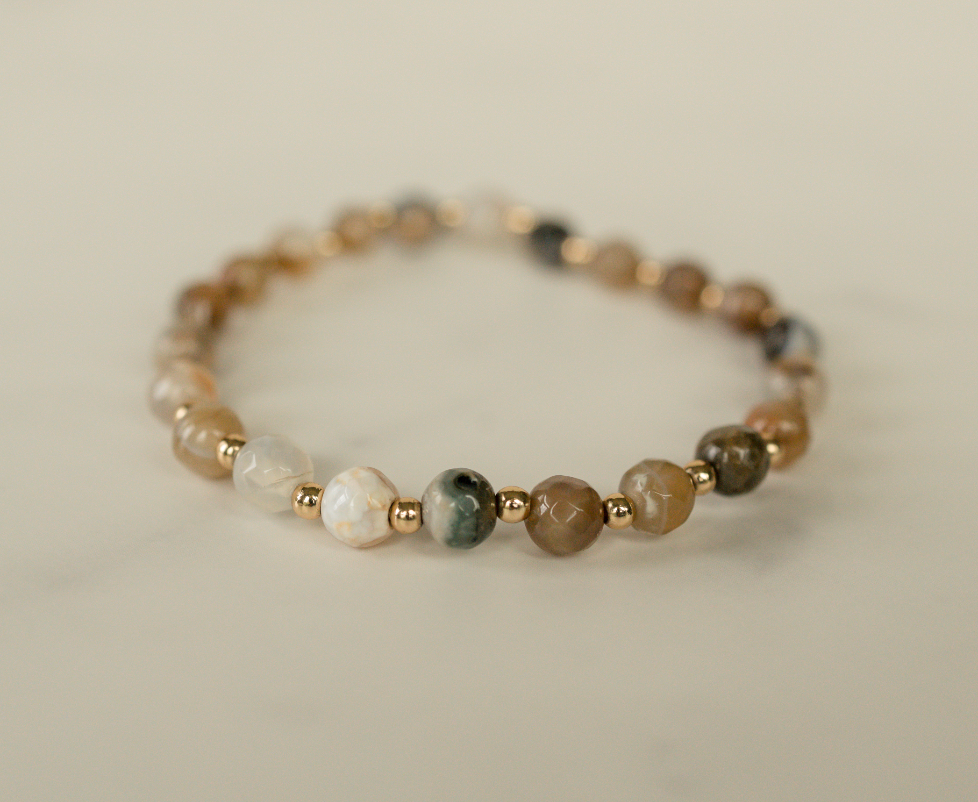 Earth Agate Gilded Stone Bracelet