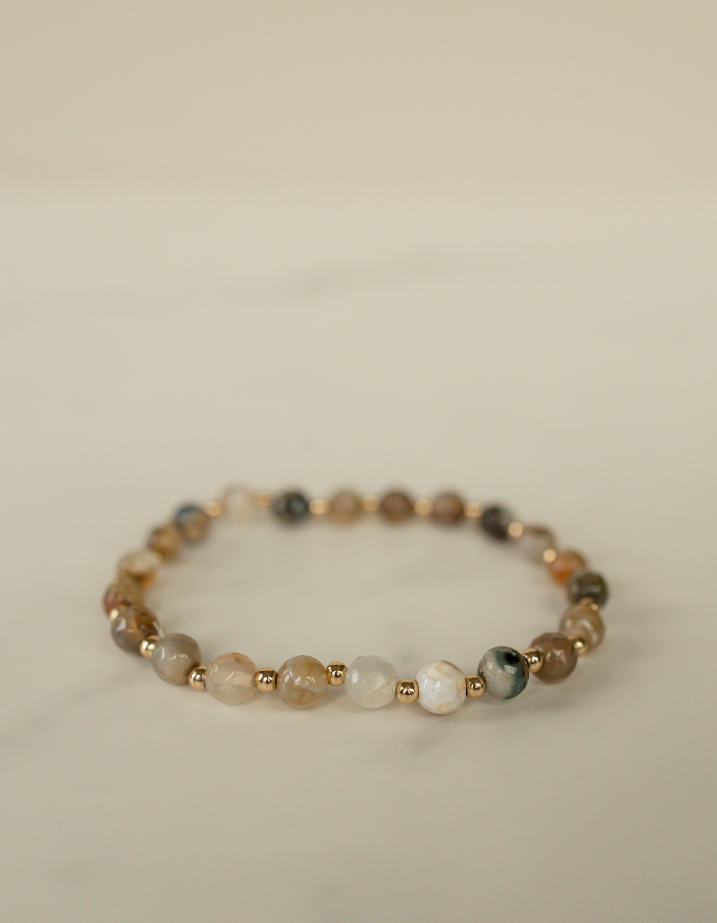 Earth Agate Gilded Stone Bracelet