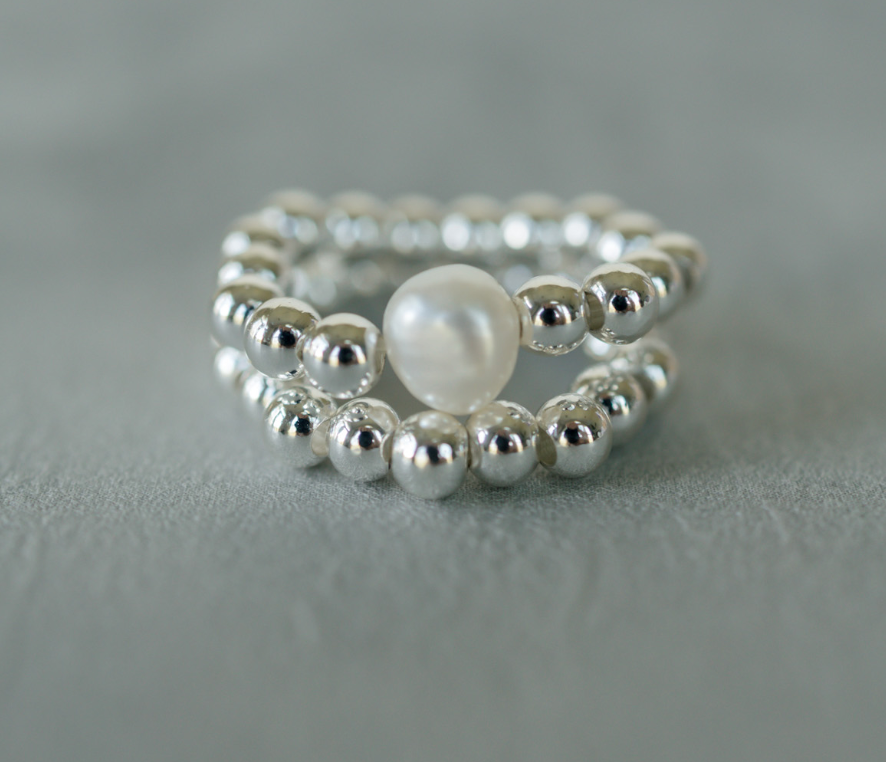 Silver Beaded Ring