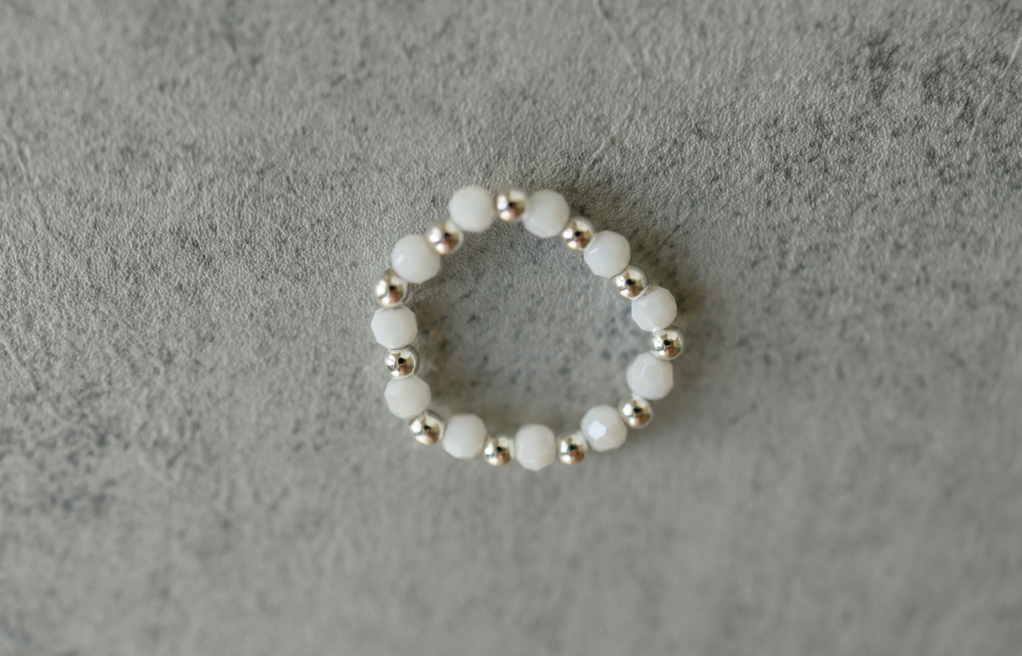 White and Silver Beaded Ring