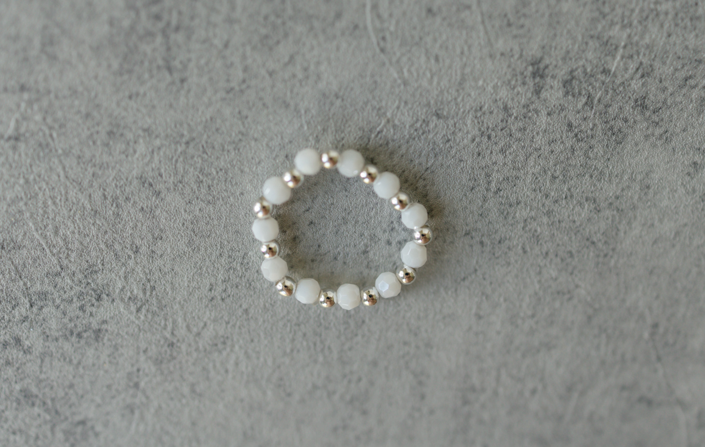 White and Silver Beaded Ring