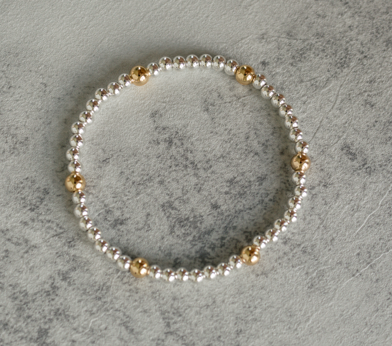 Mixed Metal Beaded Bracelet