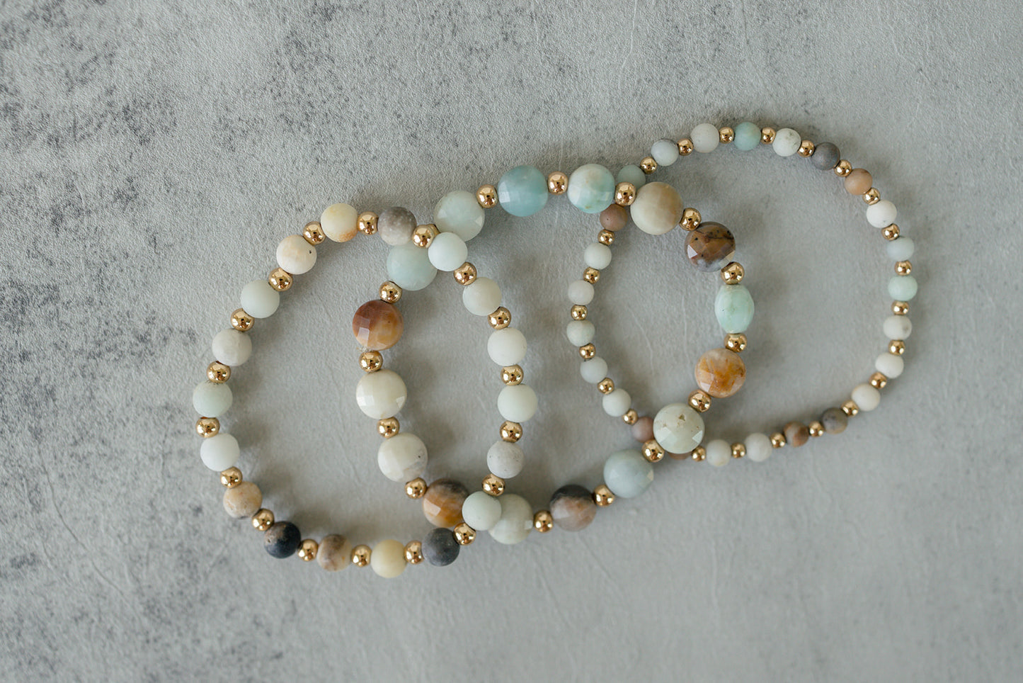 Faceted Amazonite Gilded Stone Bracelet