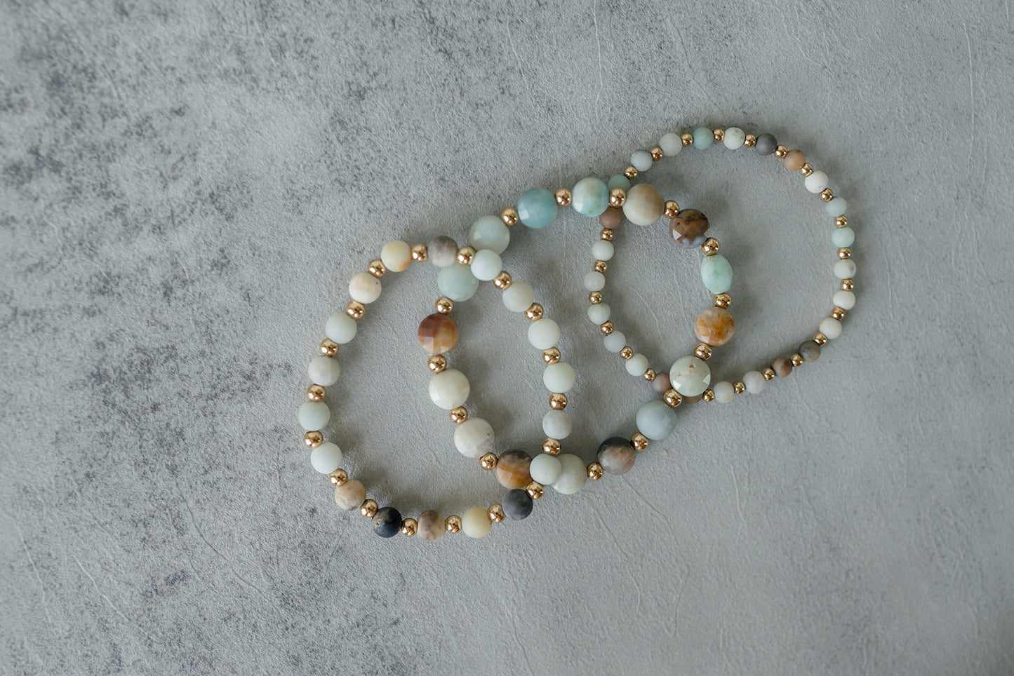 Faceted Amazonite Gilded Stone Bracelet