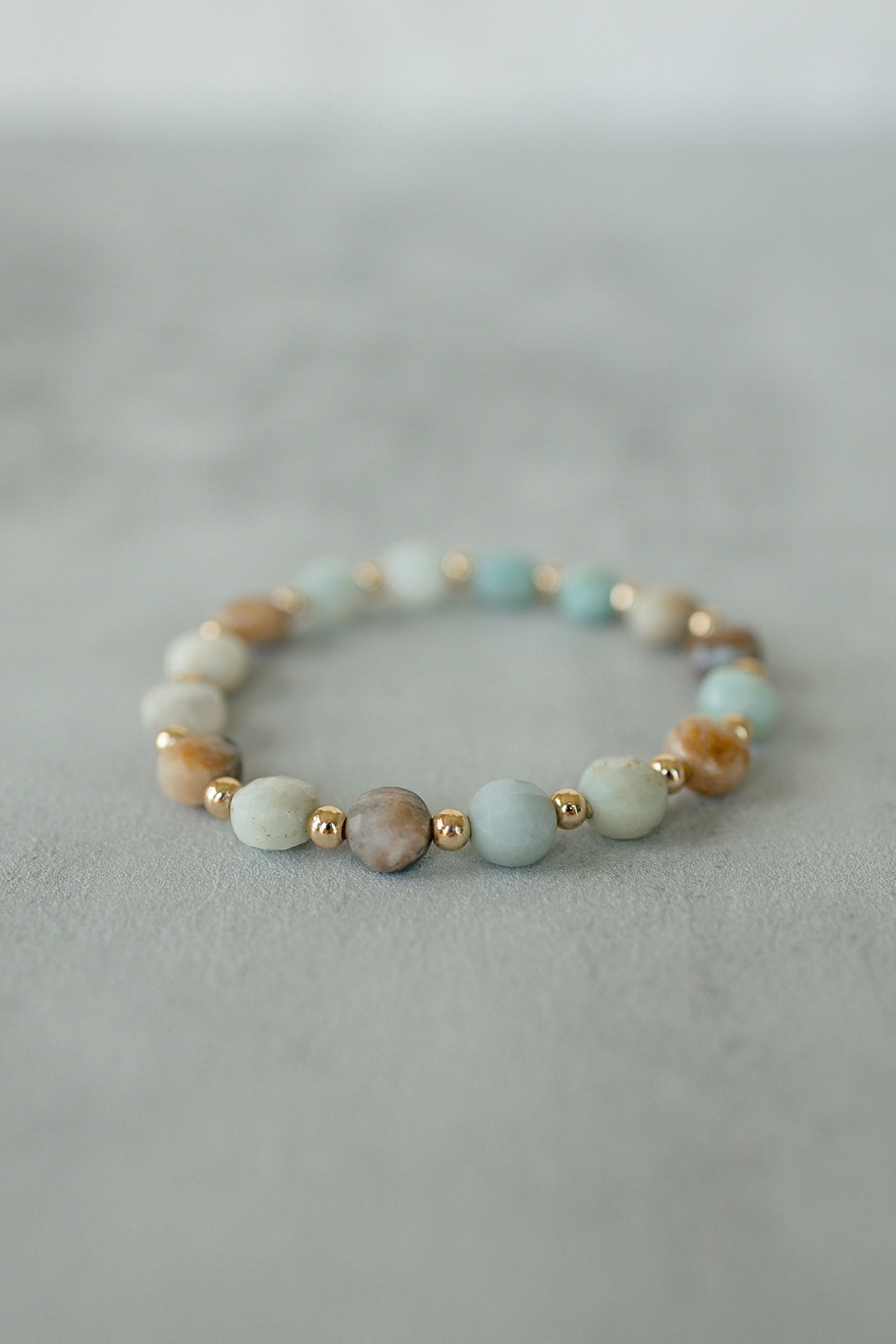 Faceted Amazonite Gilded Stone Bracelet