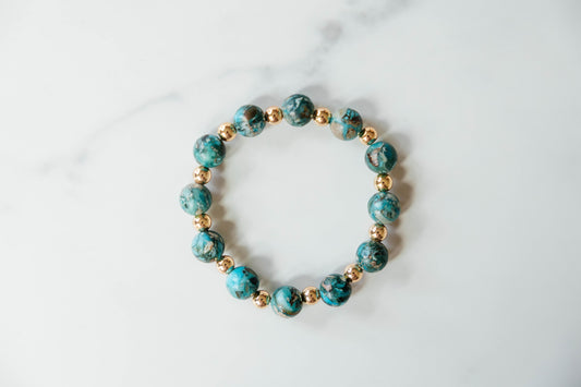 Turquoise Jasper Gilded Stone Bracelet