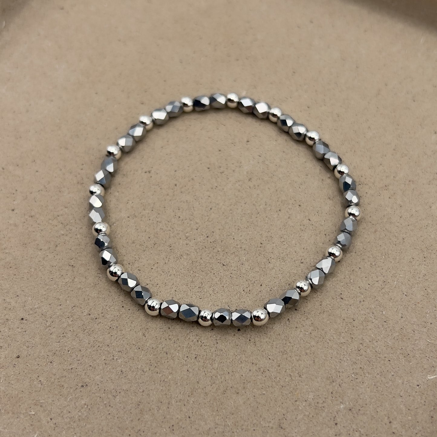Moonlit Silver Beaded Bracelet