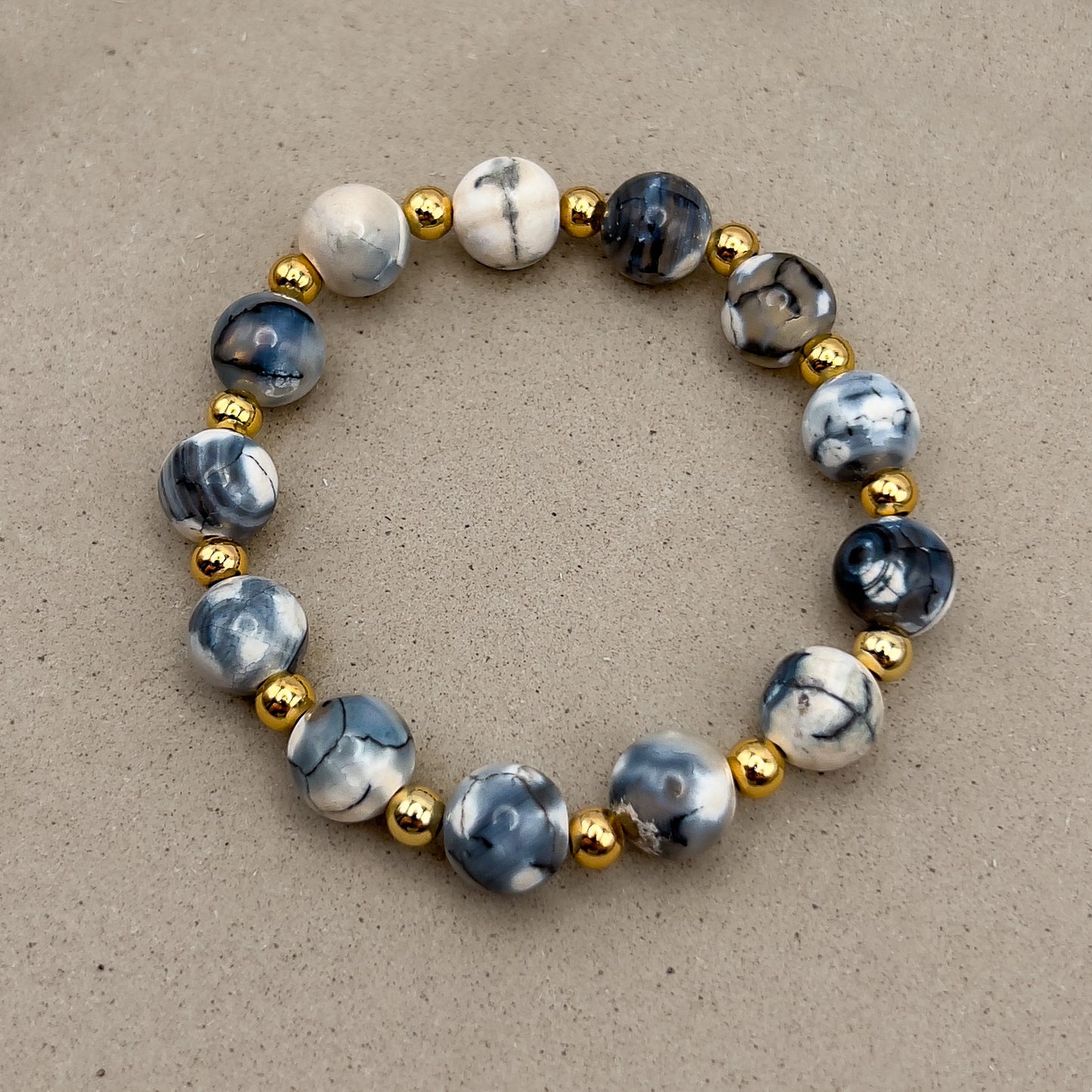 Fire Dyed Agate Gilded Stone Bracelet