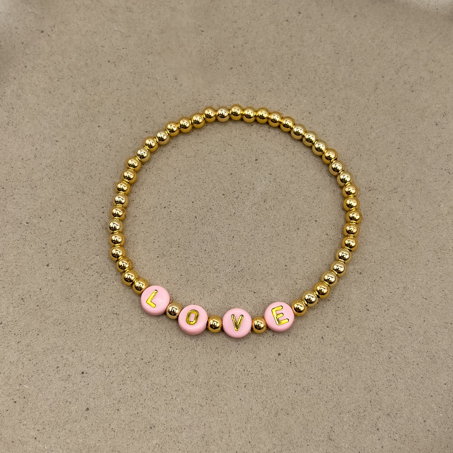Pink "Love" Beaded Bracelet