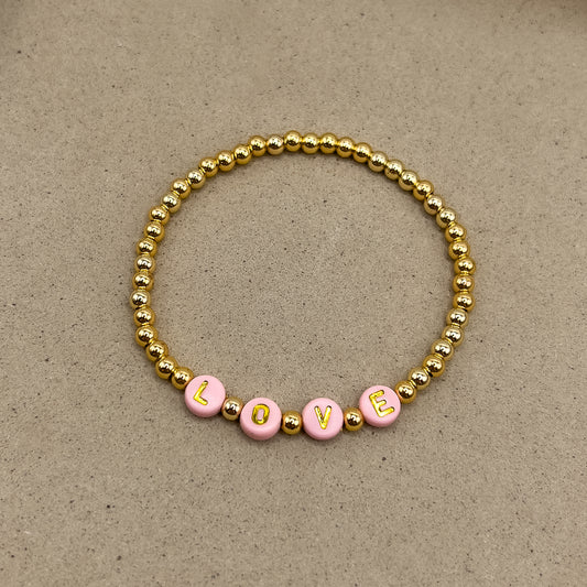 Pink "Love" Beaded Bracelet