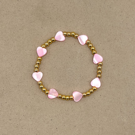 Golden Pink Heart Bracelet