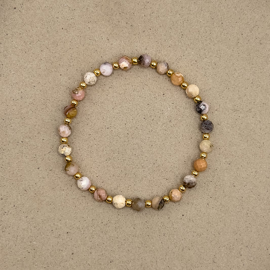 Pink Opal Gilded Stone Bracelet