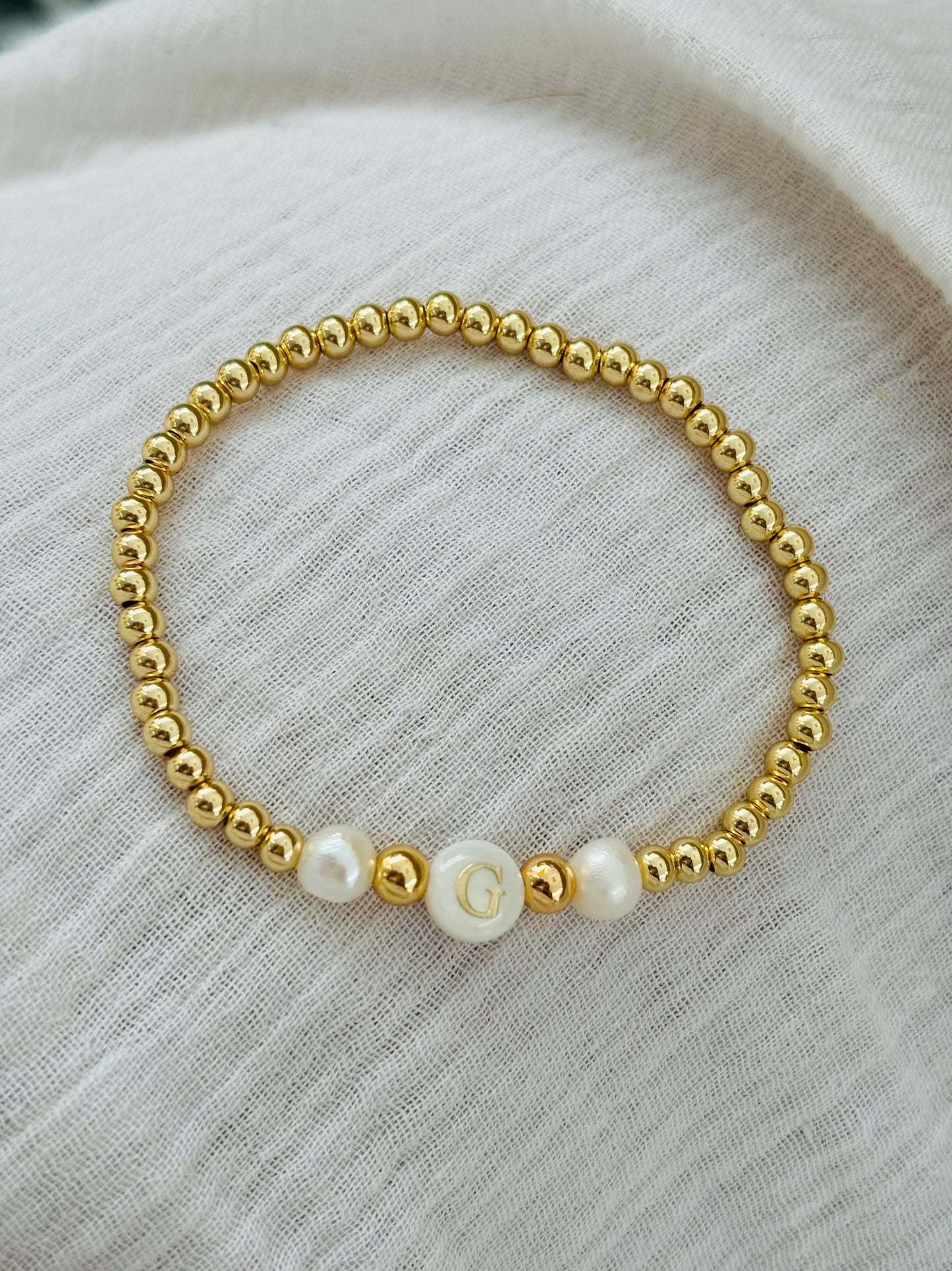 Personalized Monogram Bracelet with Pearl