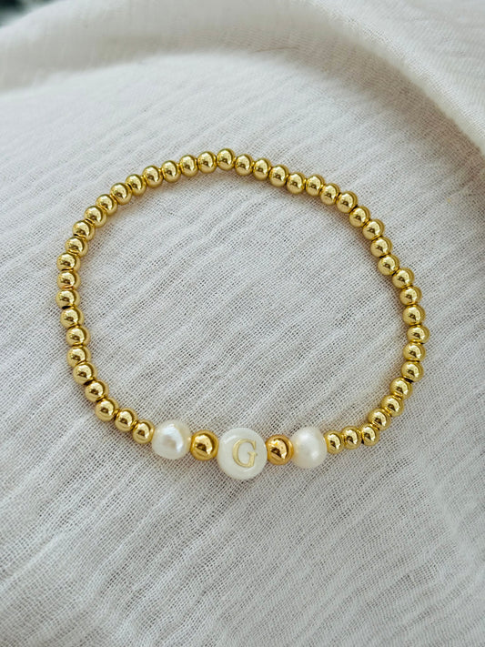 Personalized Monogram Bracelet with Pearl