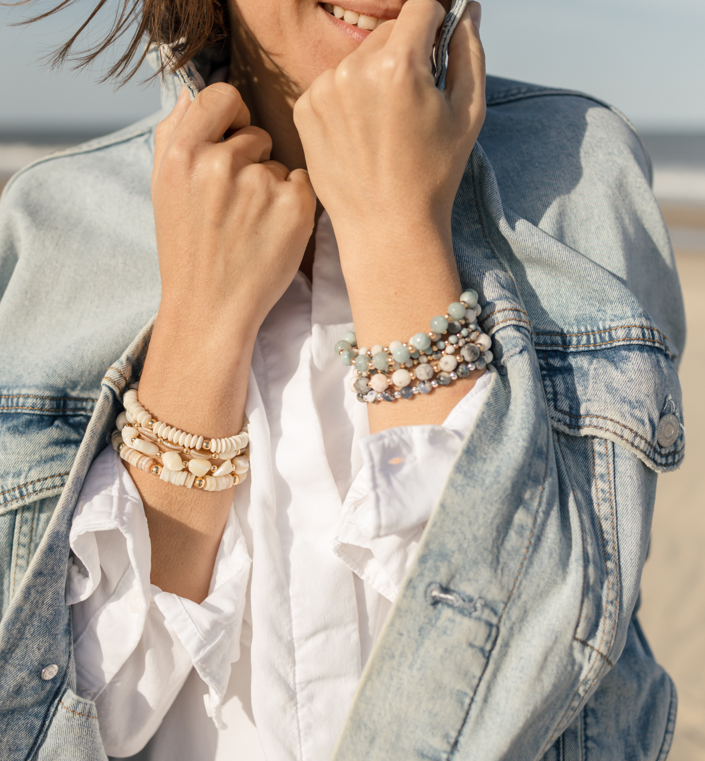 Blue Quartz Gilded Stone Bracelet