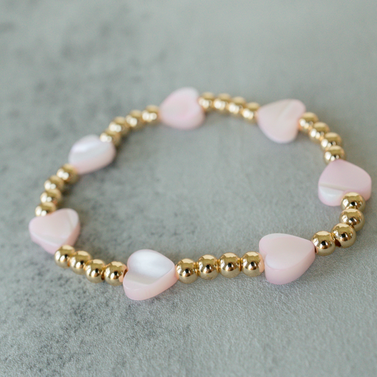 Golden Pink Heart Bracelet